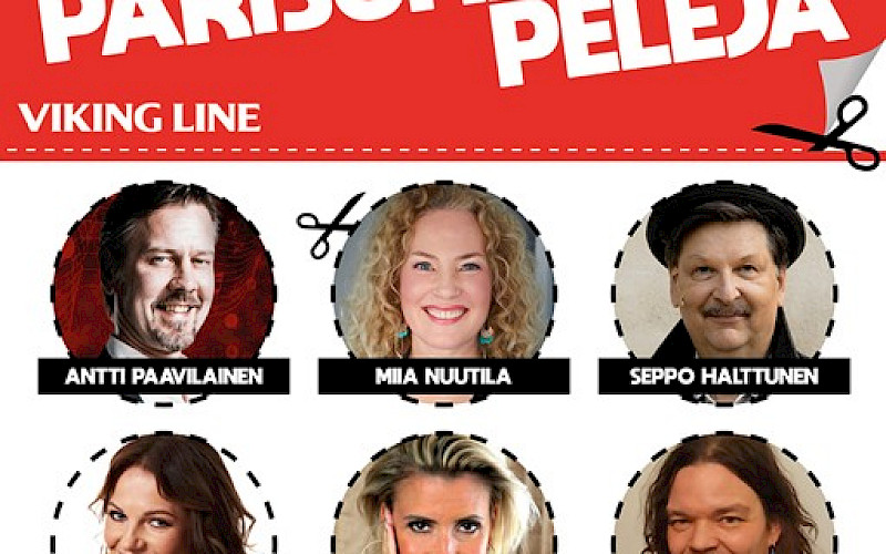 Huippunäyttelijöiden tähdittämä musiikkikomedia "Parisuhdepelejä" nähdään Viking Line Gracella tammikuussa 2024!