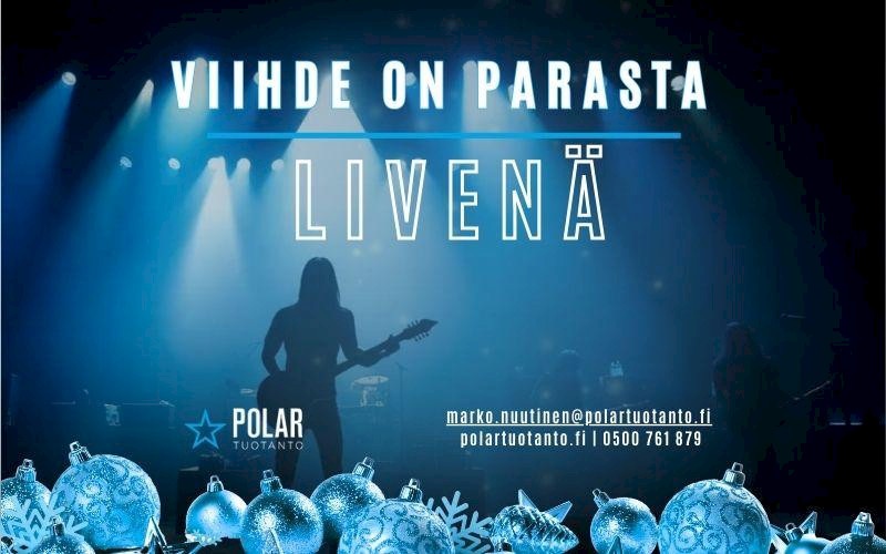 Varmista vuoden ikimuistoisimmat pikkujoulut ja loistavin tunnelma Suomen eturivin artistien kanssa!